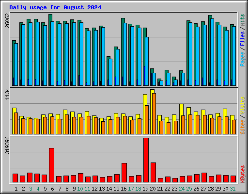 Daily usage for August 2024